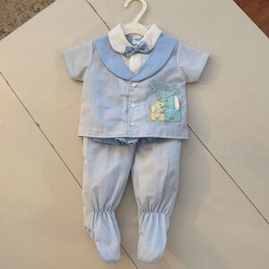 Mini Togs NWT Rare Vintage 80s Gingham "Daddy's Boy" Giraffe Outfit Baby Romper